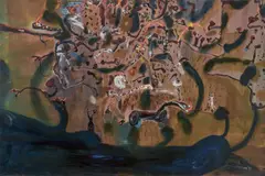John Olsen, Burning Trees, Pilbara 1983, 1983, oil on canvas