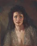 Norman Lindsay, Portrait of Rita with Black Mantilla c1950