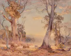Hans Heysen, Heat and Sheep 1912, 1912, watercolour on paper