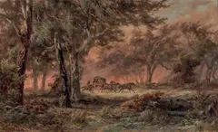 James Waltham Curtis, Escaping the Blaze 1895-96, 1895-96, oil on canvas on board