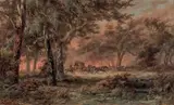 James Waltham Curtis, Escaping the Blaze 1895-96, 1895-96, oil on canvas on board