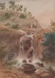S. T. Gill, Aboriginal Camp above a Waterfall