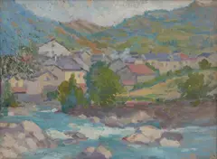Bessie Davidson, Paysage c1930, c1930, oil on compressed card