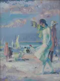 Alfred Wolmark, Windy Day, Girls on Beach