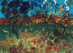 John Perceval, Goat in Paddock 1990, 1990, oil on canvas