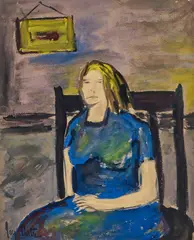 Joy Hester, Seated Woman, ink and watercolour on paper