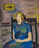 Joy Hester, Seated Woman, ink and watercolour on paper