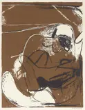 Brett Whiteley, Figures on an Ochre Background 1961, 1961, colour screenprint