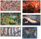 Charles Blackman, Charles Blackman's Gardens, suite of six colour screenprints with title page and frontispiece in handmade case