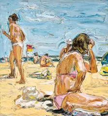 Nicholas Harding, Beach Life (Flag and Figures) 2004, 2004, oil on canvas