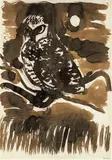 Brett Whiteley, Night Owl 1978, 1978, sepia ink on paper
