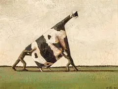 John Kelly, Study for Two Men Lifting a Cow 1995, 1995, oil on canvas