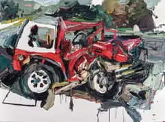 Car Painting 2 2009 by Ben Quilty, 2009, oil on linen, sold Apr 2025