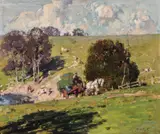 William Beckwith McInnes, Landscape with Hay Wagon c1915, c1915, oil on canvas