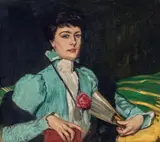 Rupert Bunny, The Artist's Wife on a Green Sofa c1902