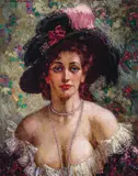 Norman Lindsay, Portrait of Rose (Black Hat) c1940