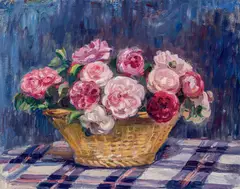 Nora Heysen, Still Life of Roses in a Basket, oil on canvas