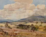 Hans Heysen, Lilydale Landscape (Madame Melba Country), watercolour on paper