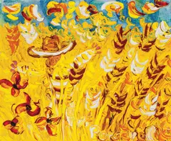 John Perceval, In the Cornfield, oil on canvas