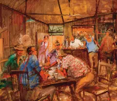 Hugh Sawrey, Scooping the Pool in the Kogan Creek Pub, South West Queensland, oil on canvas
