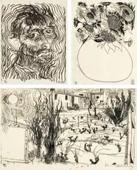 Brett Whiteley, Another Way of Looking at Vincent van Gogh 1888-1889 1983, 1983, complete suite of etchings (3)