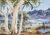 Near Mount Gillen, Central Australia 1957 by Albert Namatjira, 1957, Near Mount Gillen, Central Australia, sold Nov 2024