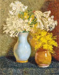 Vida Lahey, Wattle and Ifafa Lilies 1956, 1956, oil on board