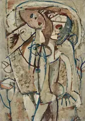 Ian Fairweather, (Mother and Child) 1958, 1958, gouache on cardboard