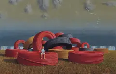 Jeffrey Smart, The Cable Coils 2000-01, 2000-01, oil on linen