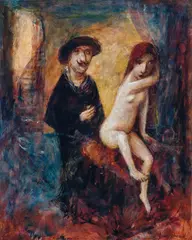 Artist and the Muse in Studio by Garry Shead, oil on board, offered Nov 2024