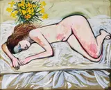 Charles Blackman, (Nude with Flowers) 1971