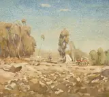Kenneth Robertson Macqueen, The Dam Sinkers' Camp 1923, 1923, watercolour on paper