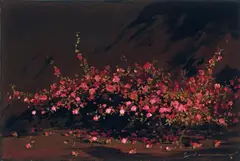 Flower Piece by Tim Storrier, oil on board, sold Nov 2024