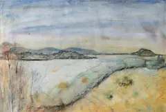 Lloyd Rees, Derwent River and South Arm c1979, c1979, pencil and watercolour on paper