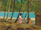 Ray Crooke, In the Shade of the Palms, oil on linen