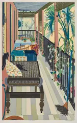 Cressida Campbell, The Verandah 1987, 1987, colour screenprint