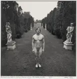 Arthur Tress, Hermaphrodite between Statues of Venus and Mercury, East Hampton, N.Y. 1973, 1973, gelatin silver print