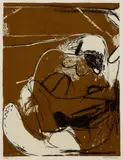 Brett Whiteley, Figures on an Ochre Background 1961, 1961, colour screenprint