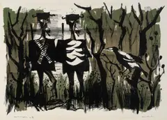 Albert Tucker, Gippsland Explorers 1963, 1963, colour lithograph