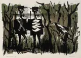 Albert Tucker, Gippsland Explorers 1963, 1963, colour lithograph