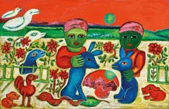 Mirka Mora, At the Front Gate 1995, 1995, oil on canvas