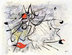 Birds by Moonlight 1989 by Yvonne Audette, 1989, gouache, ink and collage on paper, sold Jun 2024