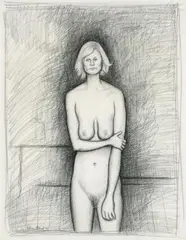 John Brack, Standing Nude 1966, 1966, conté on paper