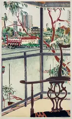 Cressida Campbell, Michael Hobbs' View 1985, 1985, woodblock print