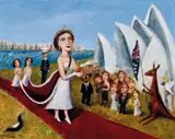 Garry Shead, The Royal Opening, oil on board