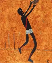 Skills of the Game II 1996 by David Larwill, 1996, oil on canvas, sold Jun 2024