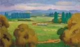 Roland Wakelin, Romantic Landscape 1959, 1959, oil on board