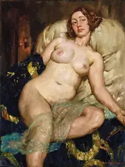 Repose c1940 by Norman Lindsay, c1940, oil on canvas on board, sold Jun 2024