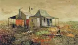 Sali Herman, Chopping Wood 1970, 1970, oil on canvas