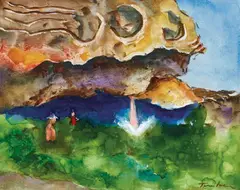Albert Tucker, Rocks at Rye 1983, 1983, watercolour and gouache on card